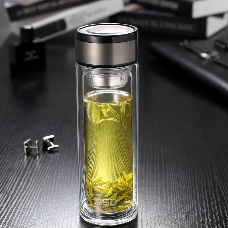 爱仕达玻璃杯水杯男双层大容量商务便携杯子茶水分离泡茶杯20默认尺寸