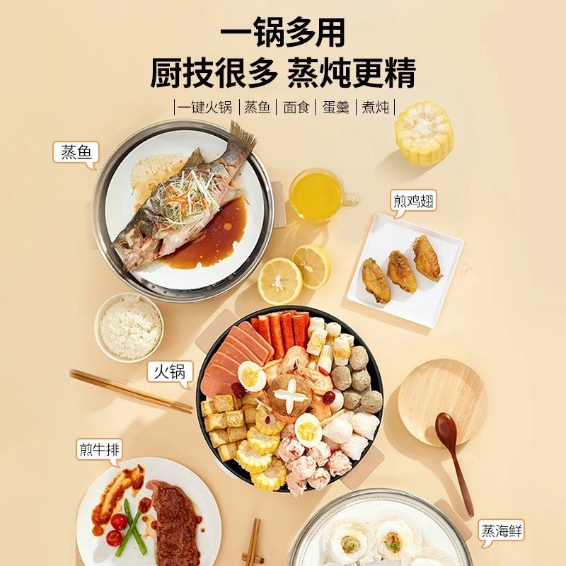 九阳(Joyoung)电蒸锅DZ50F-GZ173多功能不粘热火炒锅304不锈钢蒸笼 DZ50F-GZ172 8.5L高清大图