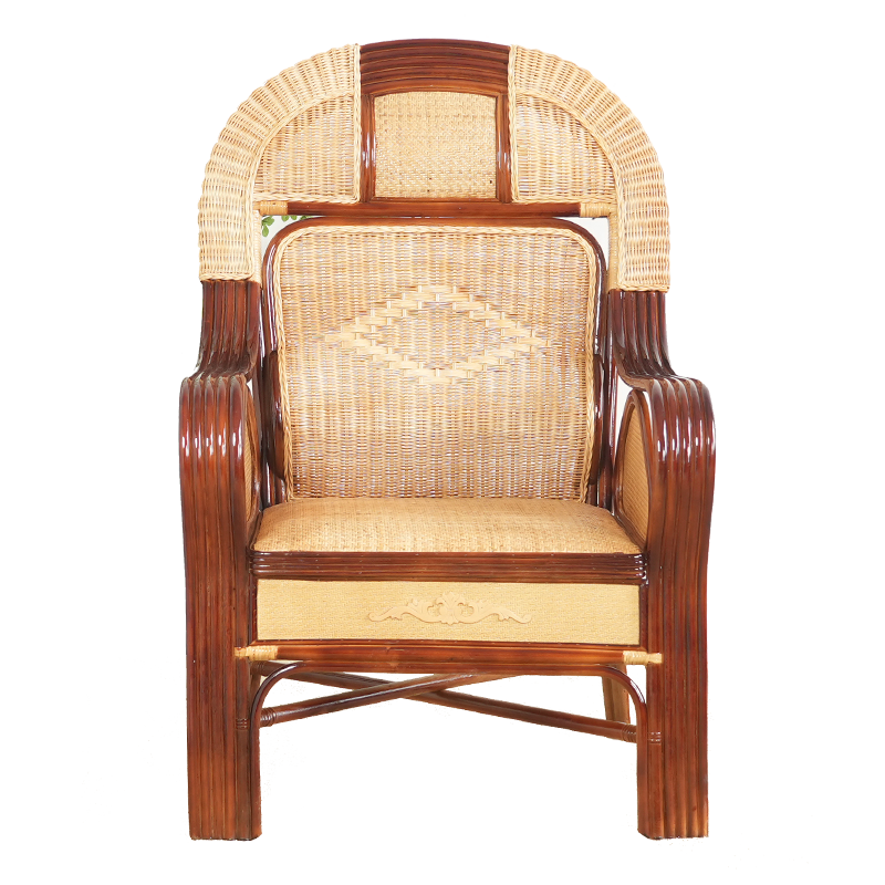 金菲罗格加宽透气弹簧座椅印尼真藤椅领导办公室老人高靠背单人太师椅高清大图