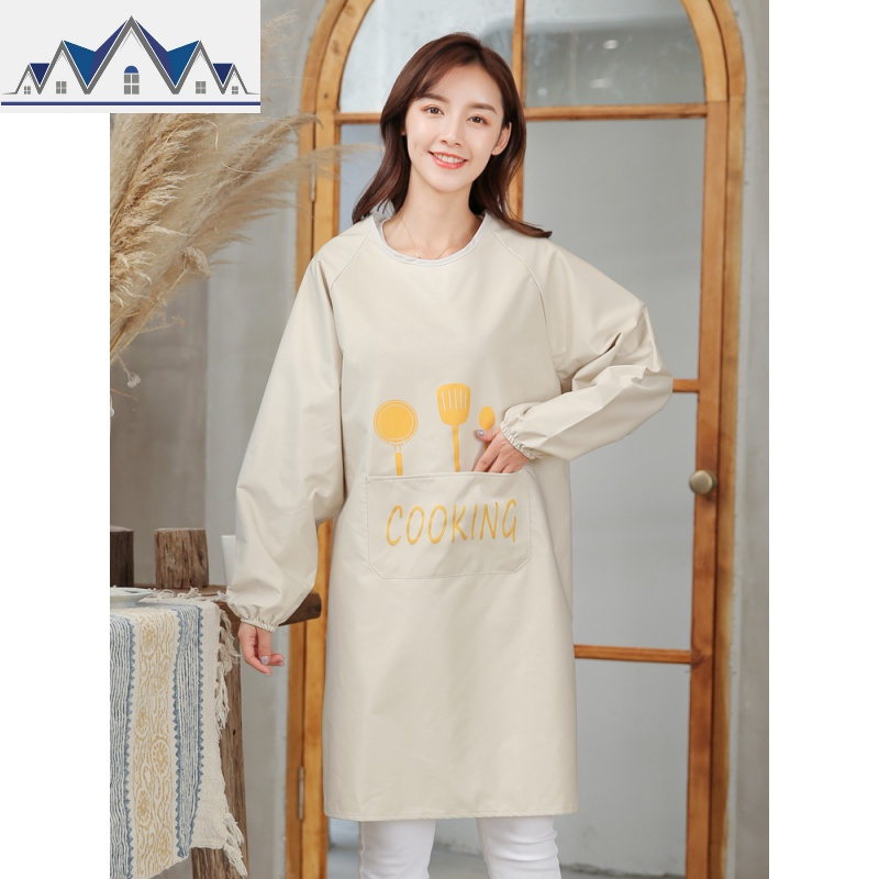 围裙家用厨房防水防油女时尚长袖大人罩衣工作服韩版可爱定制logo 三维工匠