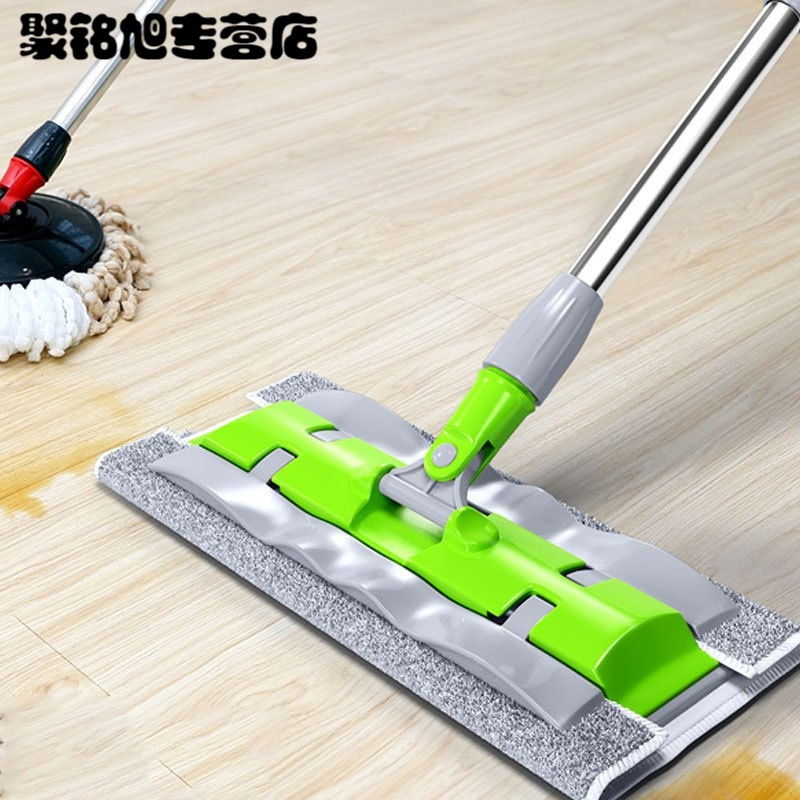 [送清洁刮刀4块布]简约可夹旧毛巾平板拖把免手洗家用托把拖地旋转木地板懒人地拖拖布墩布家居家用清=清洁用品