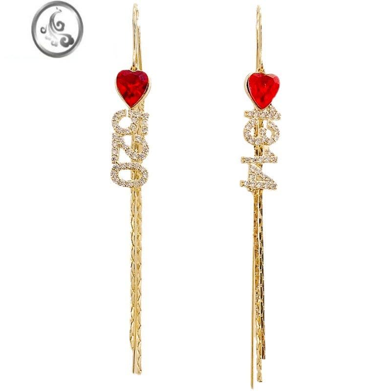 JiMi高级感5201314耳线925银大气耳环2022年新款潮气质网红爱心形耳环图片