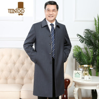 YANXU秋季中老年长款风衣男过膝中年加绒外套装爸爸装中长款大款爸 175/L 深灰色长款春秋单衣