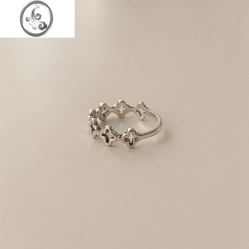 JiMi 网红潮流银戒指女小众设计ins食指戒2023年新款潮冷淡指环 银色