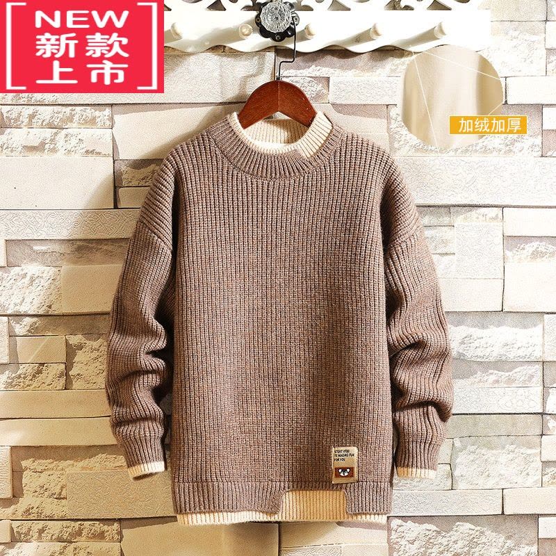 可莉允男童秋冬款毛衣2022新款加绒加厚大童韩系冬季打底男孩儿童洋气潮图片