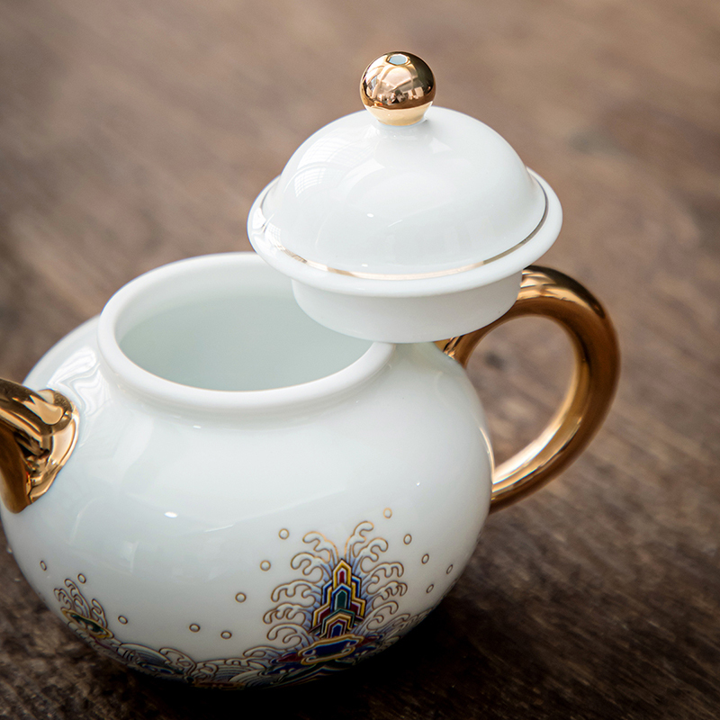 領藝 皇家御品茶壶中式手工描金大号功夫茶具陶瓷泡茶器 皇家御品-宝珠壶