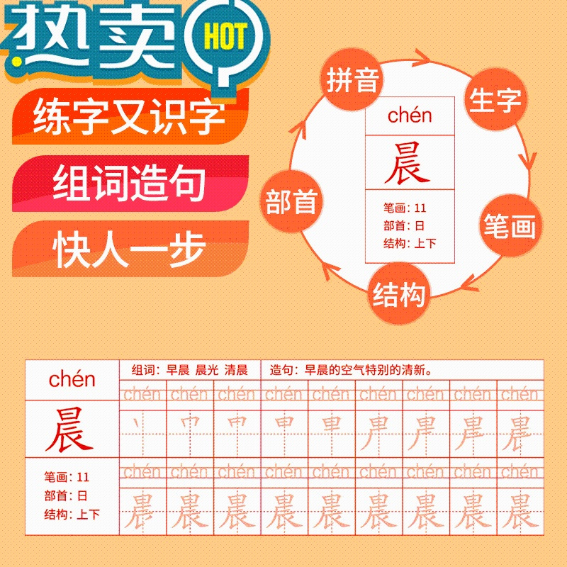 绿彩虹光一年级二年级上下册语文汉字描红本摹写练字初学者儿童幼小衔接 五年级上册[88页]