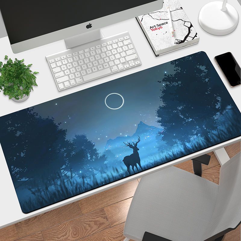 动漫风景鼠标垫超大号办公电脑键盘书桌垫加厚锁边垫子防滑可水洗900