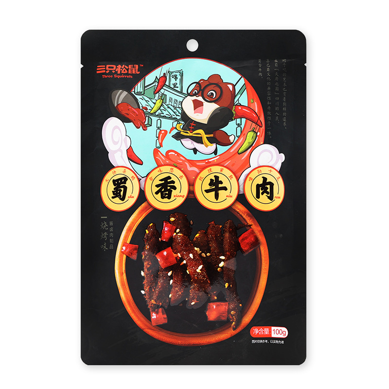 三只松鼠烧烤味蜀香牛肉便携肉食即食解馋小零食100g*1袋高清大图