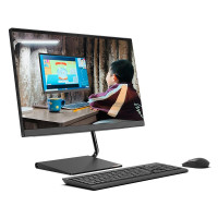 联想(Lenovo）AIO 逸-24 23.8英寸窄边低蓝光护眼屏 4205U 8G 256G 集显 WIFI 蓝牙 无线键鼠 商务办公家用娱乐网课致美一体机电脑 黑