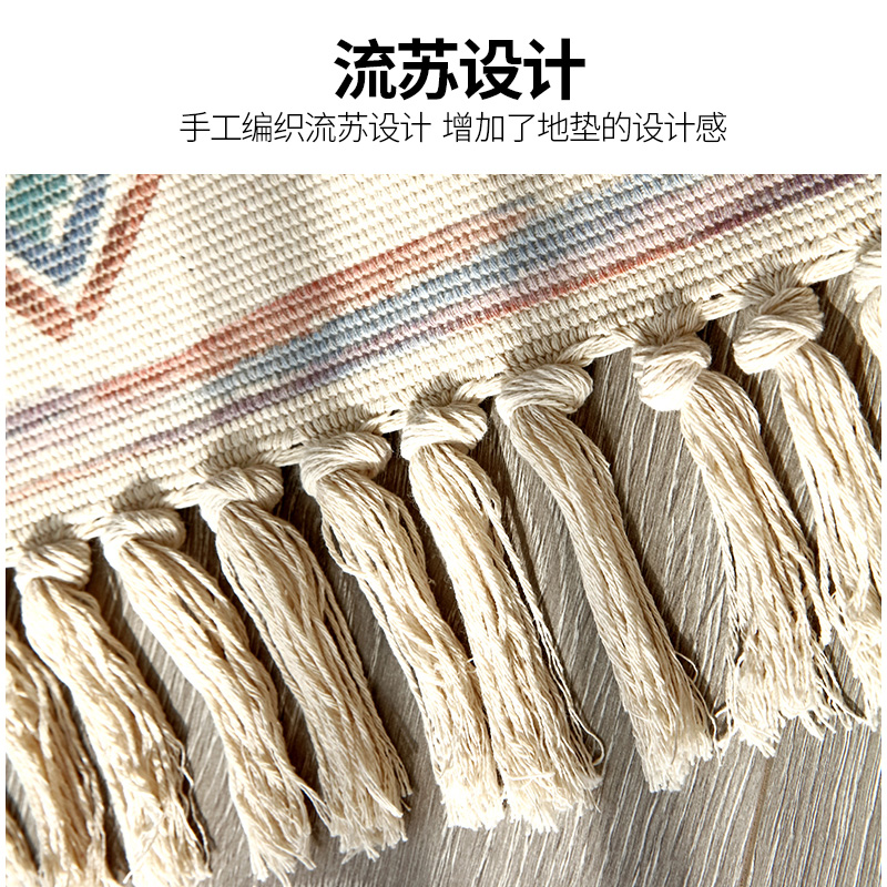 美帮汇棉麻地毯卧室床边毯榻榻米地垫日式布艺编织可机洗客厅茶几脚垫子高清大图