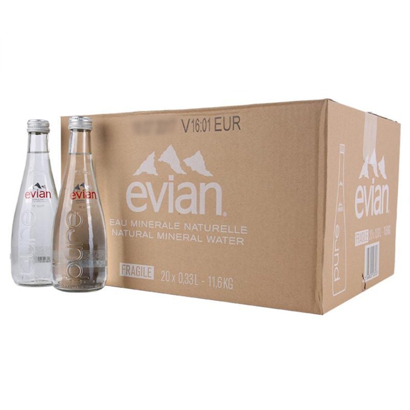 依云（Evian） 天然矿泉水 330ml*20瓶/箱 玻璃瓶装 进口饮用水 矿物质水 法国进口