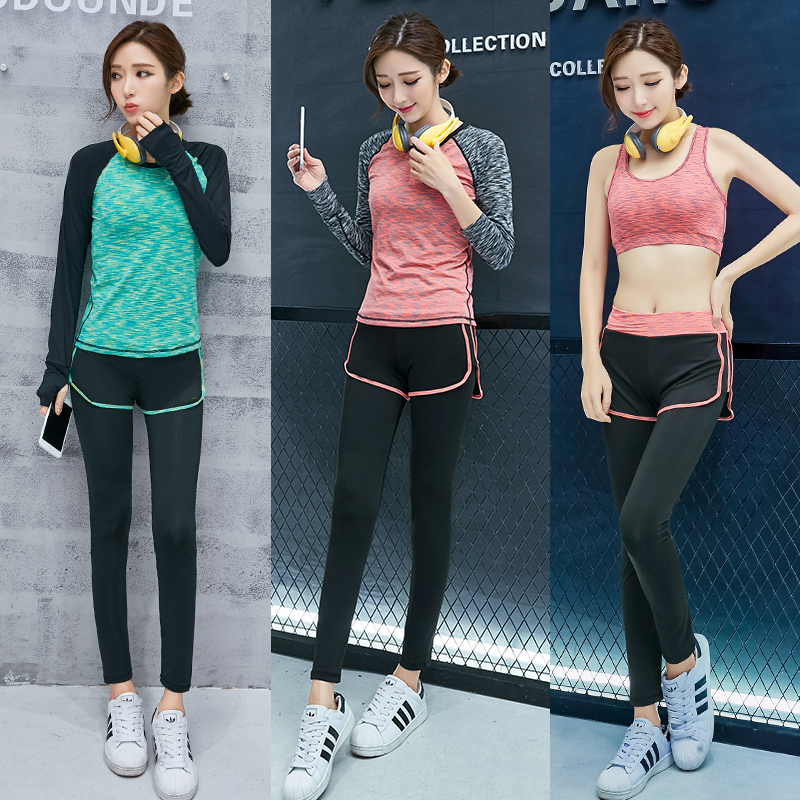 新款瑜伽服套装女春夏季健身房运动套装跑步服显瘦三件套长袖