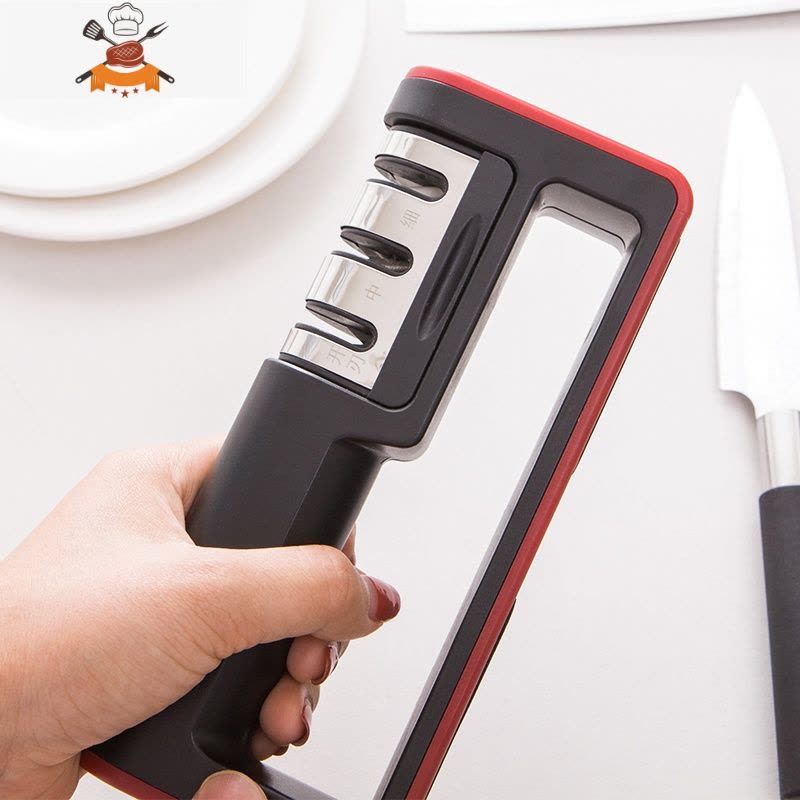 磨刀器家用快速磨刀器 高精度开刃礳刀 多功能金刚石磨菜刀工具 敬平 红色(升级款)磨刀棒图片