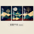 客厅装饰画简约挂画沙发背景墙玄关壁画画餐厅三联画 逐鹿平安（摩登黑） 70*90cm三联套装（建议3.5-4.5_896