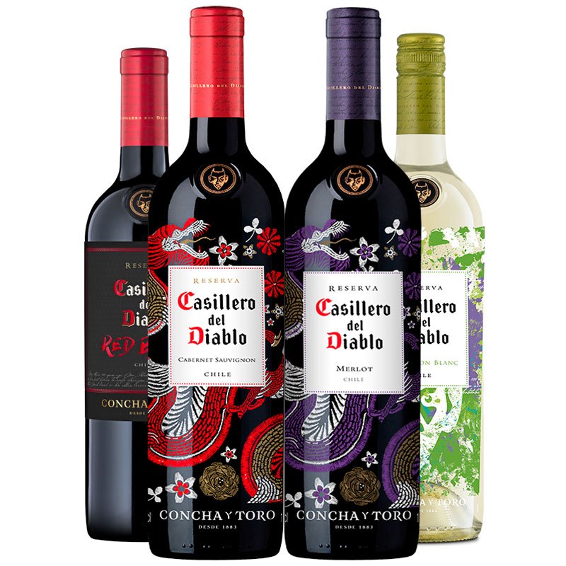 智利原瓶进口红魔鬼(Casillero del Diablo)尊龙黑金系列葡萄酒4瓶组合装750ml*4瓶