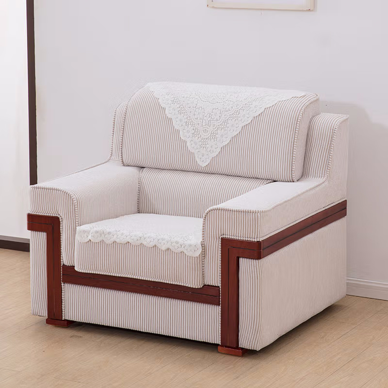 双朗 单人位布艺沙发 SL-HB808-1BY 1050*880*900mm 白色+胡桃色 张高清大图