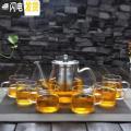 三维工匠可明火玻璃壶电陶炉煮茶壶耐高温泡茶普洱茶具家用烧水壶加厚过滤 单壶【400ml】+4把杯【100ml】_321
