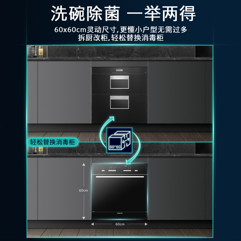 西门子(SIEMENS) 洗碗机嵌入式原装进口家用全自动洗碗机高温除菌烘干10套 SC454B01AC