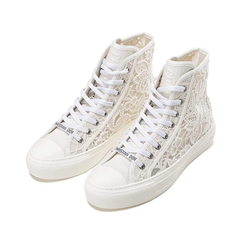 迪奥dior女士织物walkndior高帮镂空系带休闲运动鞋板鞋帆布鞋kck354