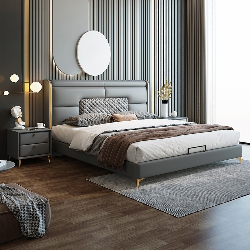 宜木雅居 轻奢主卧床简约现代2023新款时尚皮艺床婚床1.8米双人大床