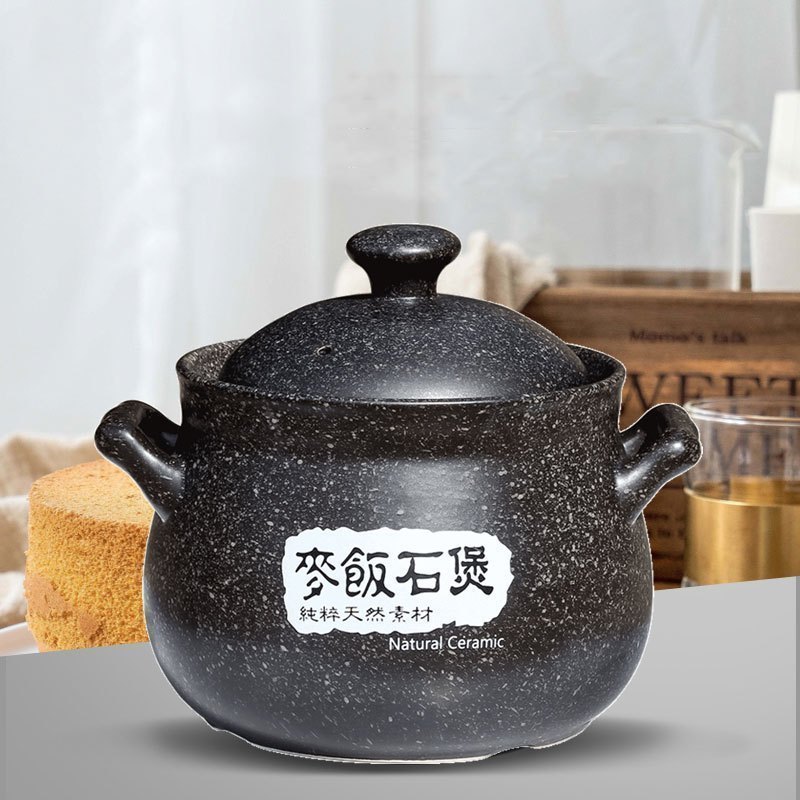 3500ML(5-6人用)麦饭石燃煤气专用砂锅炖锅 煲汤砂锅 煲仔饭砂锅 山背瓷业