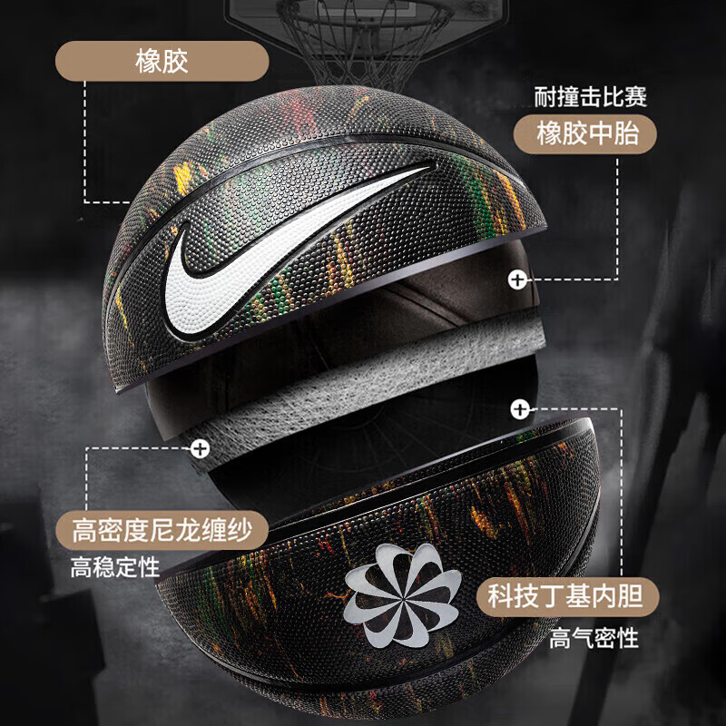 耐克(NIKE)篮球7号标准篮球室内外耐磨比赛篮球学生训练用球 DR5095-973