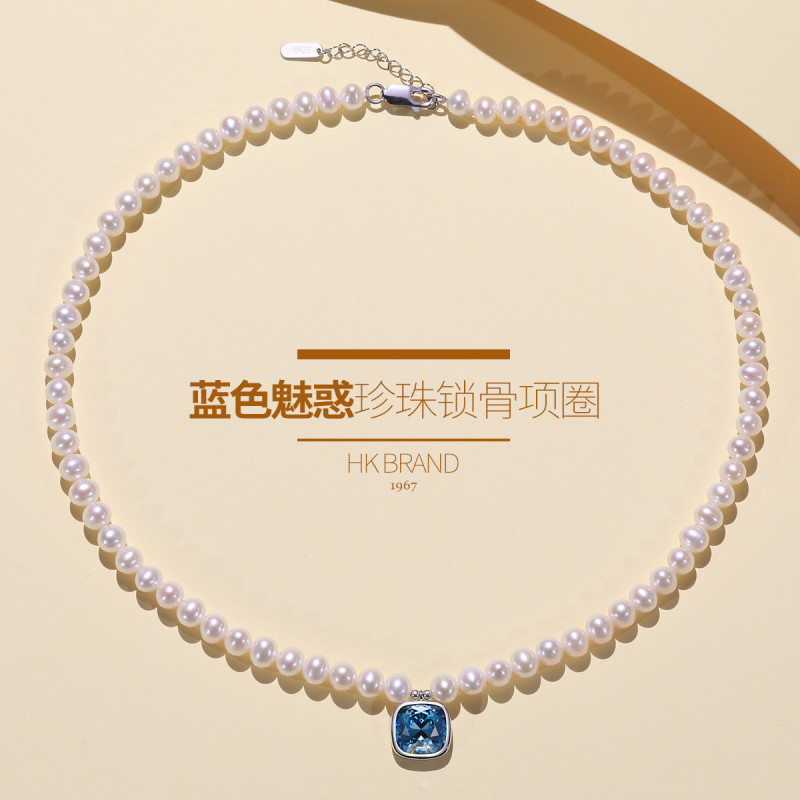 佰色传情淡水珍珠项链短复古法式小众设计锁骨链choker项圈新款