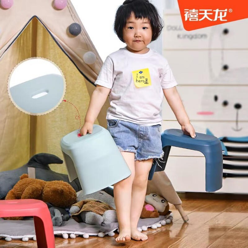 禧天龙(Citylong) D-2126节节凳4个装(石青)儿童矮凳浴室防滑凳茶几客厅加厚成人小板凳高清大图