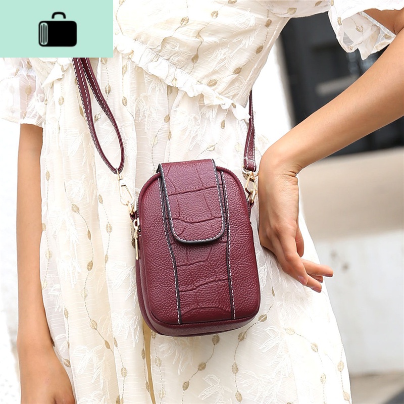 竖款手机斜挎包女2020新款夏季单肩包迷你小包包时尚女士手机袋软NEWLAKE 8020红色优质软皮送运费险