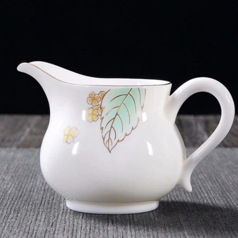 羊脂玉白玉陶瓷三才盖碗泡功夫茶碗茶杯海滤家用会客厅整套茶具 羊脂