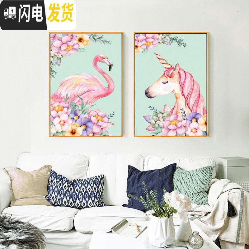 三维工匠钻石画满钻新款贴钻火烈鸟客厅卧室十字绣2019卡通动物小幅 钻石画满钻[单幅-B款火烈鸟]60*85cm送工具包高清大图
