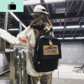 书包女韩版街头潮流帆布双肩包男高中学生大容量背包学院风百搭潮NEWLAKE 018-黑色（牛津款）