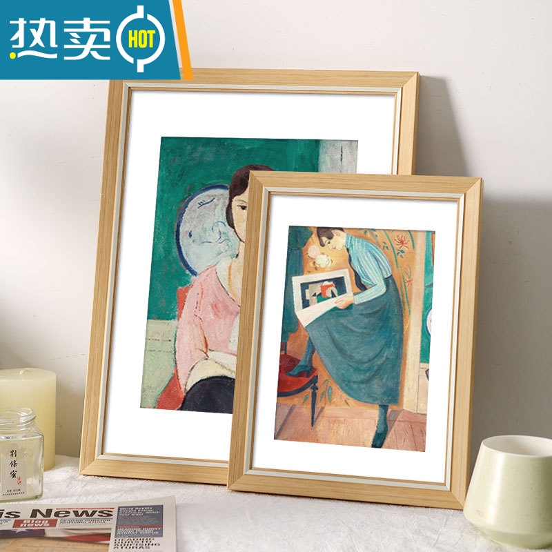 敬平简约相框挂墙装裱四4K开8k八木质素描画框12寸16外框a4纸展示框A3 945-木纹色 A4摆挂两用[可放21*2高清大图