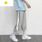 FISH BASKET卫裤男ins港风拼色直筒七分裤季薄款韩版潮流百搭宽松运动中裤