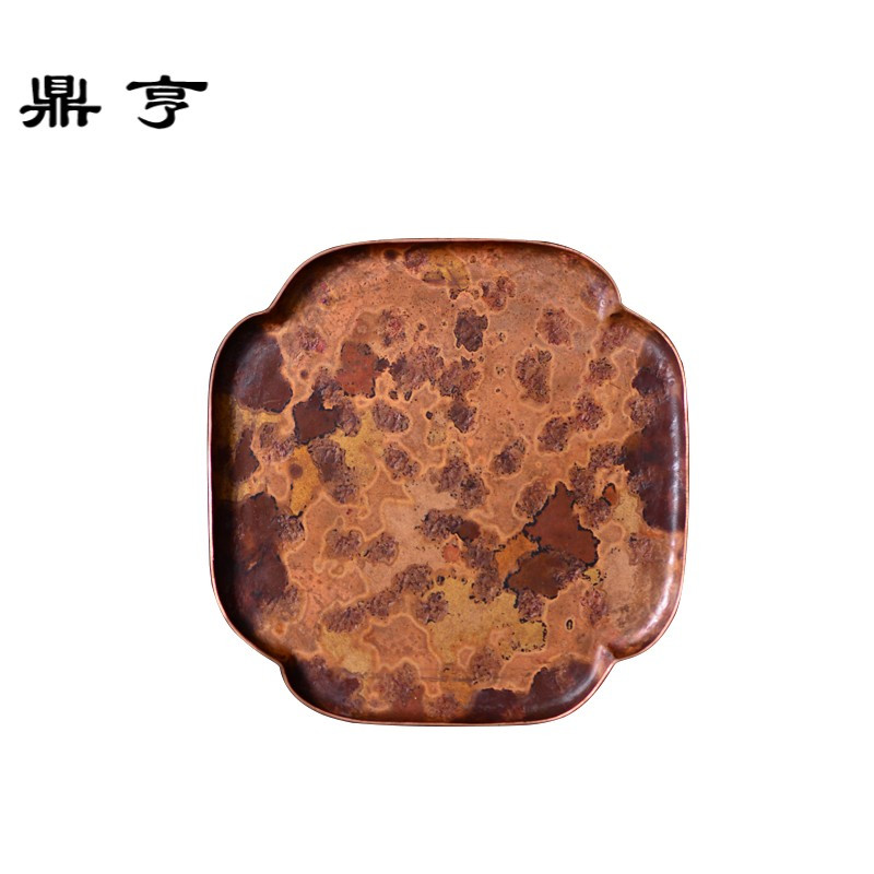鼎亨 云南全手工一片打茶盘 红枫纯铜壶承 紫铜茶盘 功夫茶道