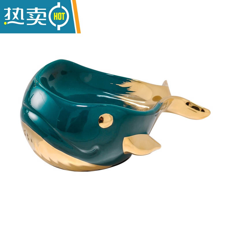 敬平轻奢风陶瓷肥皂盒摆放家用沥水卫生间可爱香皂盒子免打孔置物架 SK27麋鹿托盘[珍珠白]高清大图