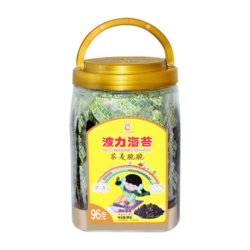 波力 海苔荞麦夹心脆+虾皮夹心脆 96g (约96包)紫菜脆片海苔儿童休闲食品