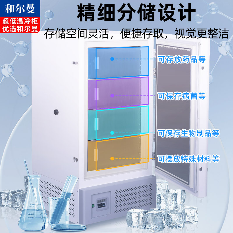 和尔曼 608升医用零下80度立式超低温冰箱冰柜-86°冷冻箱实验室专用 医院疫苗血浆药剂储存冷冻柜DW-86L608