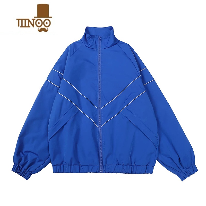 YANXU运动外套冲锋衣夹克衫立领潮牌纯色男女休闲宽松百搭情侣港外 M 蓝色
