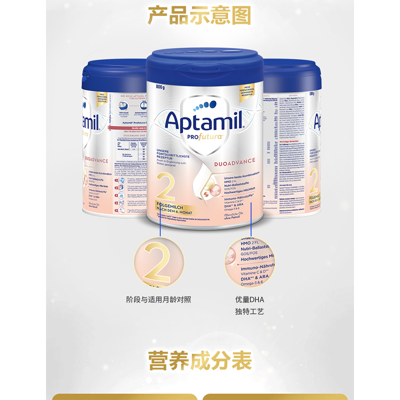 新版德国原装进口Apatamil新版德国铁罐爱他美白金版2段(6-12个月)800g高清大图