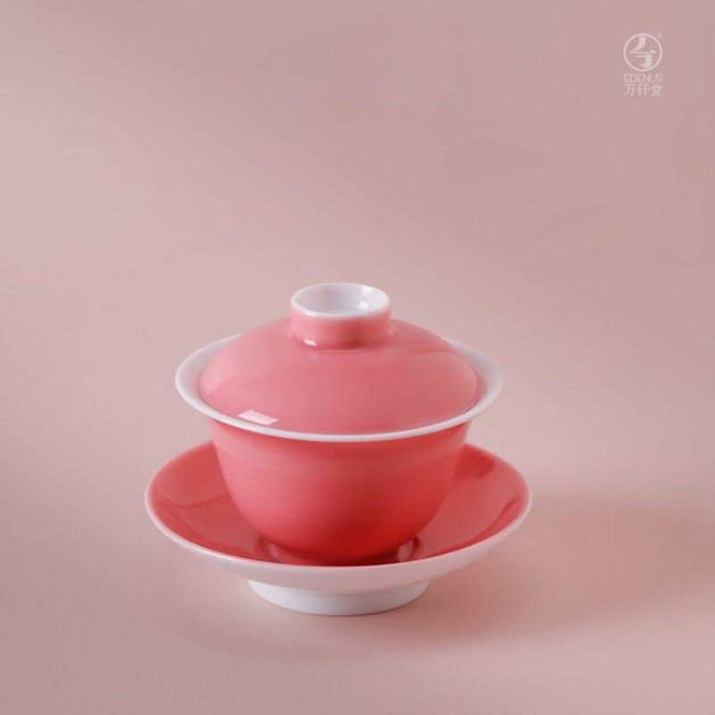 万仟堂(EDENUS)一剪梅·盖碗梅粉釉(一盖碗一承两杯)高清大图