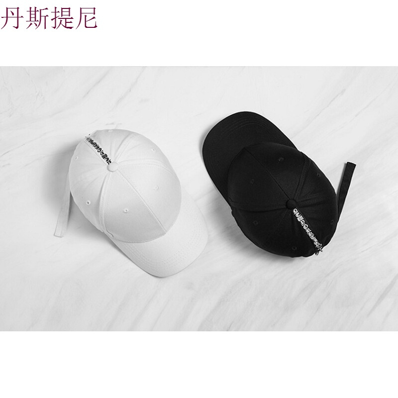潮牌原创街头哥特字母刺绣铁环男女情侣款弯沿帽棒球帽鸭舌帽子潮黑色可节