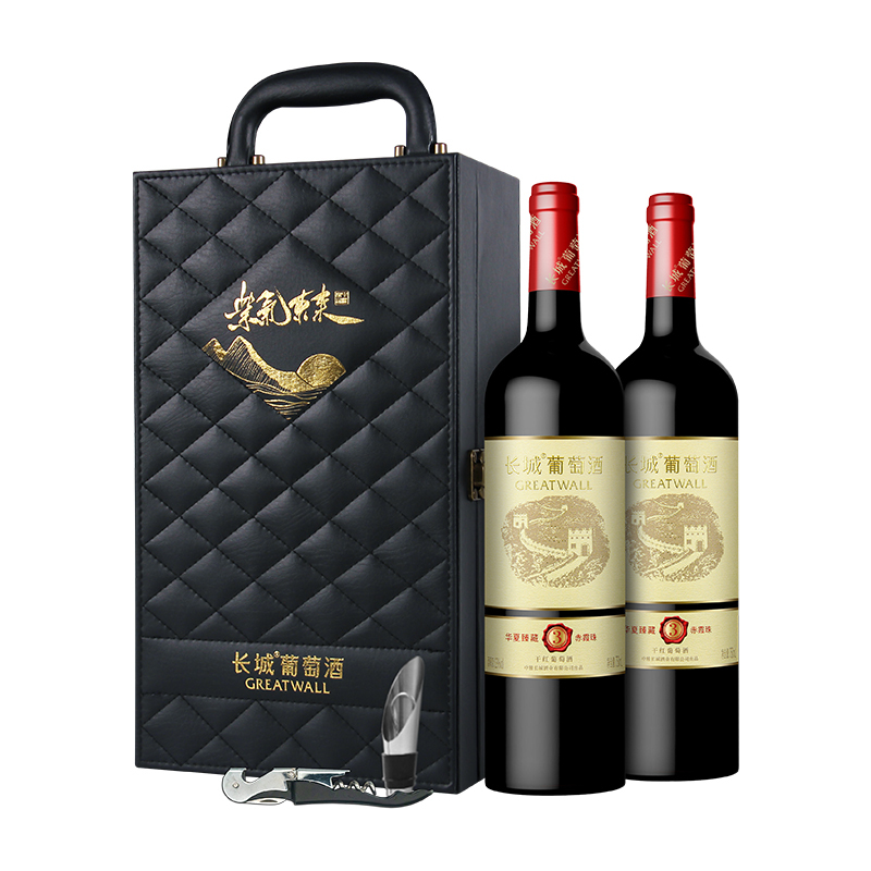 长城干红葡萄酒紫气东来红酒750ml*2支 礼盒装官方正品节日送礼