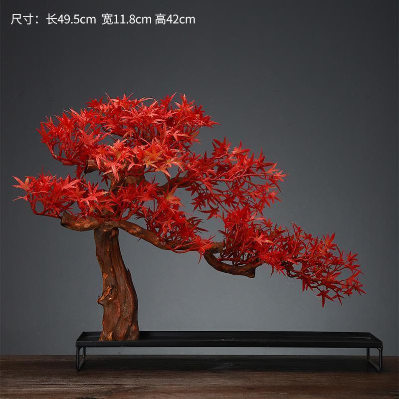 美帮汇玄关装饰品样板间软装摆件仿真新中式迎客松盆景绿植客厅酒店家居图片