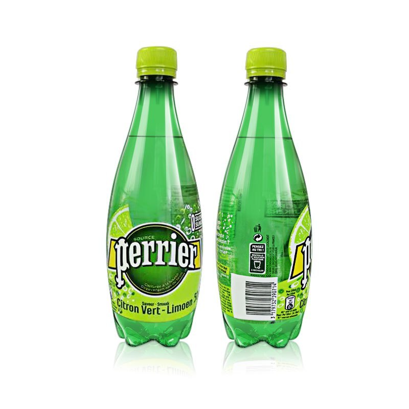 法国原装进口 巴黎水(Perrier)气泡矿泉水 青柠味天然矿泉水 500ml*4瓶装(新老包装交替发货)