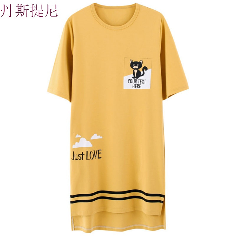 睡裙女夏纯棉短袖韩版宽松清新学生甜美可爱孕妇睡衣女夏天可外穿