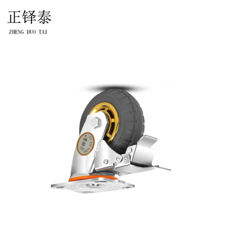 正铎泰 橡胶静音带刹车万向轮4寸 100mm / 个高清大图