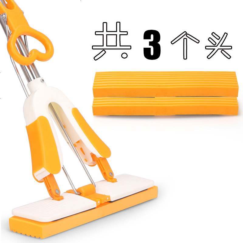 免手洗海绵拖把头大号家用吸水胶棉干湿两用对折式挤水海棉浴室地