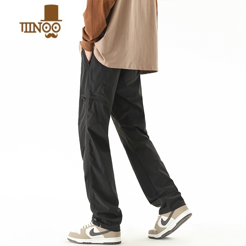 YANXU秋季潮牌直筒工装裤男装美式休闲伞兵裤子宽松百搭抽绳束脚长裤男高清大图